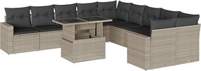 vidaXL 11 részes világosszürke polyrattan kerti ülőgarnitúra párnákkal