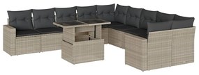 vidaXL 11 részes világosszürke polyrattan kerti ülőgarnitúra párnákkal