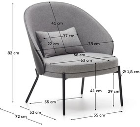 Fekete-szürke fotel Eamy – Kave Home