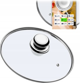 Hőálló Üveg Fedő Serpenyő Edényhez 22cm