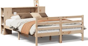 vidaXL tömör fenyőfa könyvespolcos ágy matrac nélkül 120 x 190 cm