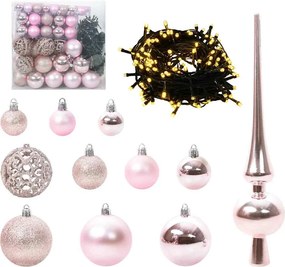 vidaXL Karácsonyi Díszgömb Készlet 120 pcs Rózsaszín Műanyag