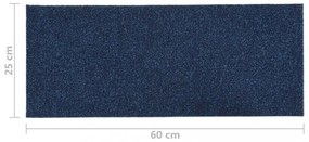 15 db kék négyszögletes öntapadó lépcsőszőnyeg 60 x 25 cm