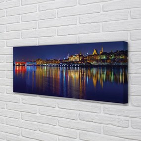 Canvas képek Varsó város éjszaka folyó híd 120x60 cm