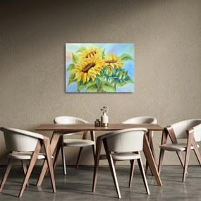 Virágzó napraforgó képe (üvegen) (70x50 cm)