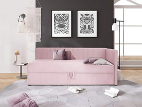 Wilsondo TEODOR saroktámlás heverő ágyneműtartóval 90x200 - rózsaszín