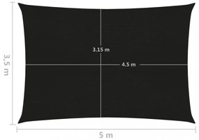 fekete HDPE napvitorla 160 g/m² 3,5 x 5 m