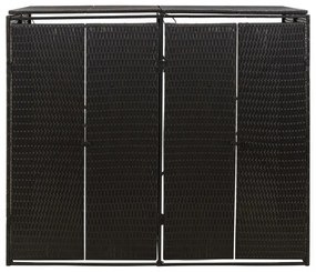 fekete polyrattan dupla kerekeskuka tárolófészer 140x80x117 cm