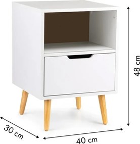 Éjjeliszekrény 60x30x53 cm fehér FUR1875-2