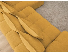 Mustársárga zsenília kinyitható-tárolóhelyes sarokkanapé (jobb oldali-heverő résszel) Everest – Bobochic Paris