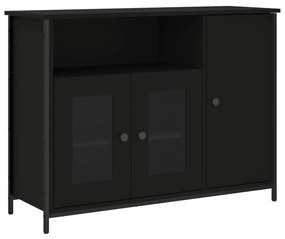fekete szerelt fa tálalószekrény 100 x 35 x 75 cm