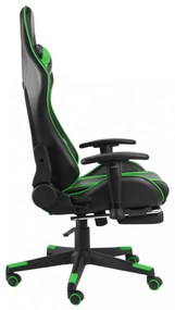 zöld PVC forgó gamer szék lábtartóval