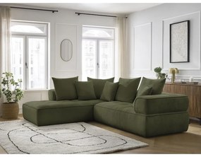 Zöld zsenília sarokkanapé (bal oldali-L alakú) Whesley – Bobochic Paris
