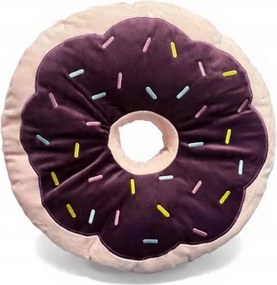 Donut Rózsaszín Díszpárna Lila Öntettel 40 CM
