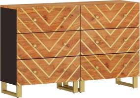 vidaXL 2 db barna-fekete tömör mangófa tálalószekrény 160x30x76 cm