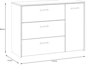 Fiókos komód URO artisan tölgy/ fehér