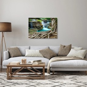 Üveg kép - Folyó vízesésekkel (70x50 cm)