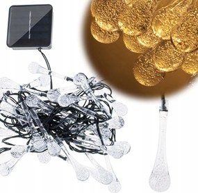 Napelemes Kerti Lámpák Jégcsapok Kültéri Girland 6,5m 30 Led Meleg Fehér