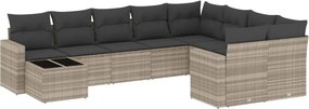 vidaXL 10 részes világosszürke polyrattan kerti ülőgarnitúra párnákkal