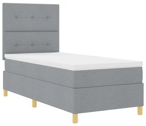 Boxrugós ágy fejtámlával Világosszürke 100 x 200 cm szövet