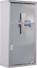 Zárható Orvosi Szekrény elsősegély készlettel, 3 rekesszel, Rozsdamentes acél, Ezüst 25 x 12 x 48 cm | Aosom