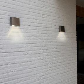 LUTEC Gemini XF fali lámpa, rozsdamentes acél (inox), 4000K természetes fehér, 9W, beépített LED, 800 lm, LUTEC-5104004001