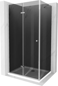 Mexen Lima, zuhanykabin összecsukható ajtóval 70 (ajtó) x 90 (fali) cm, 6 mm-es szürke üveg, króm profil + vékony zuhanytálca fehér + króm szifon, 85…