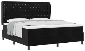 Boxspring Ágy Matrac Fekete 180x200 cm Bársony