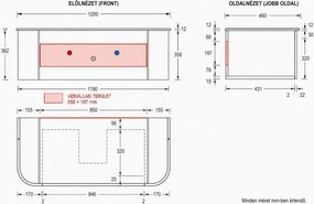 AREZZO design SIERRA 120 cm-es alsószekrény 1 fiók, 2 ajtó, dió