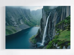 Vászonkép Canvas Tájkép Hegyek Sziklák Skandinávia Vízesés 120x80