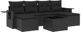 vidaXL 7 részes fekete polyrattan kerti ülőgarnitúra párnával