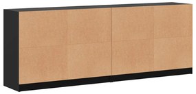 fekete szerelt fa könyvespolc ajtóval 204x37x75 cm