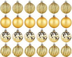 24 db-os karácsonyi gömbök törhetetlen karácsonyfadísz szett