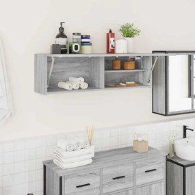 szürke sonoma szerelt fa fali fürdőszobaszekrény 100x25x30 cm