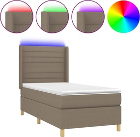vidaXL tópszínű szövet rugós és LED-es ágy matraccal 80 x 200 cm