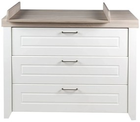 Fehér alacsony gyerek komód pelenkázó feltéttel szilfa dekorral 120x98 cm Felicia – Roba