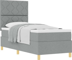 vidaXL Boxrugós ágy matracmal Világosszürke 80 x 200 cm szövet