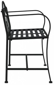 kétszemélyes fekete acél kerti pad 104 cm