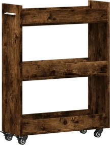 vidaXL füstös tölgy színű szerelt fa szekrény kerekekkel 60x22x79 cm