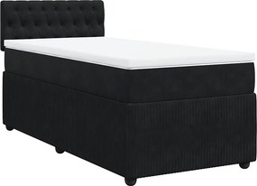 vidaXL fekete bársony rugós ágy matraccal 100 x 200 cm