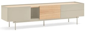 Bézs-natúr színű TV-állvány tölgyfa dekorral 180x45 cm Otto – Teulat
