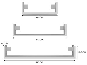 Mobi 3P fali polc (3db), fehér