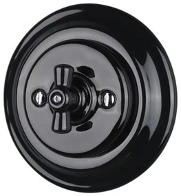 Bohemia-Design - Retro porcelán forgókapcsoló 7-es kerettel, fekete