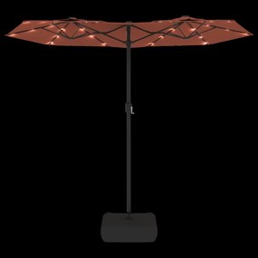 terrakotta dupla tetős LED-es napernyő 316x240 cm