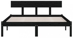 fekete tömör fenyőfa ágykeret 140 x 200 cm
