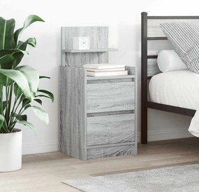 szürke sonoma színű éjjeliszekrény 2 fiókkal 38x34x80 cm