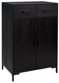 fekete tömör újrahasznosított fenyőfa cipőtartó 75x40x110 cm