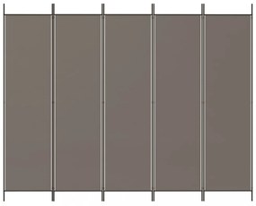 5 paneles antracitszürke szövet térelválasztó 250x200 cm