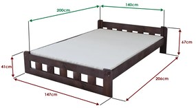 Naomi magasított ágy 140x200 cm, diófa Ágyrács: Lamellás ágyrács, Matrac: Matrac nélkül