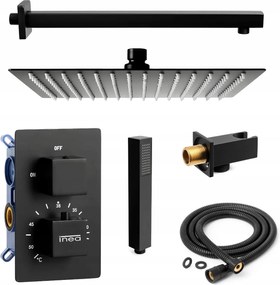 Falsík Alatti Zuhanyszett Fekete Termosztát Esőztetővel 25